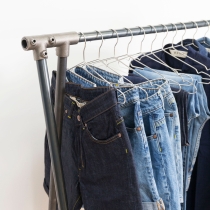 Clothes rack on adjustable inclined trestle-shaped steel legs - Rust-proof treated steel