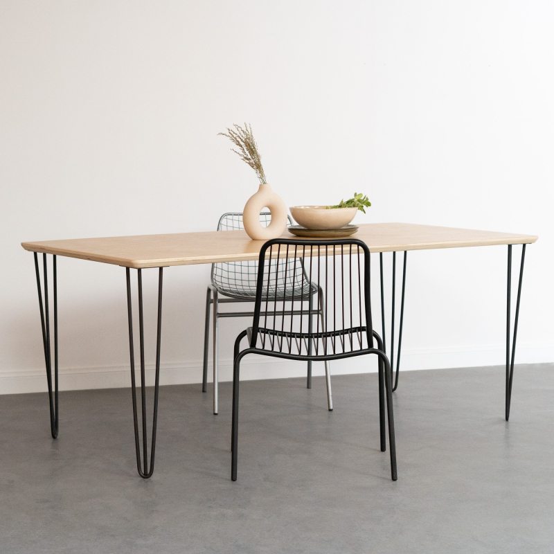 Hairpin, 3-prong table leg, made-to-measure: height from 16 to 115 cm - Hairpin leg - Matte black