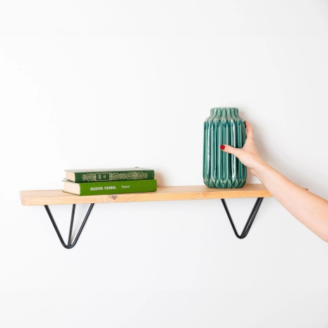 Kit Fabuleux Ripaton ✓ 1 tablette en châtaignier massif brut français de 80 cm x 20 cm x 2,2 cm, rayons et arrêtes arrondies✓ 2