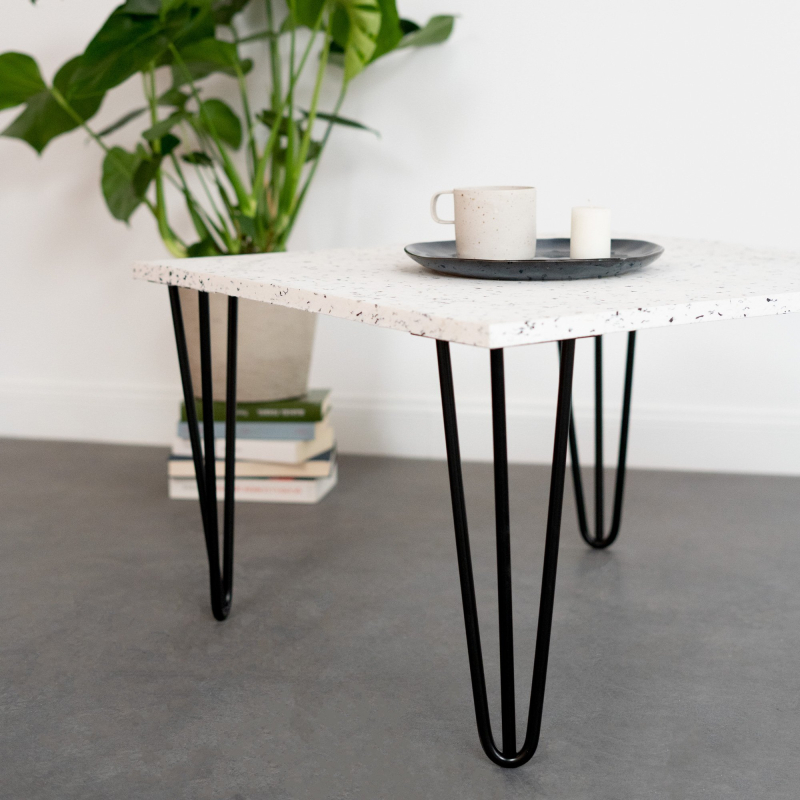 Pied de table en épingle 3 tiges - Hairpin leg - Acier rond plein Ø 12 mm - Hauteur 30 cm - Noir mat