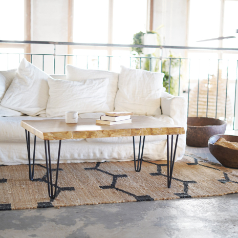 Hairpin leg - Pied de table en épingle renforcé de hauteurs 40 cm pour table basse - Acier rond - Noir fine texture