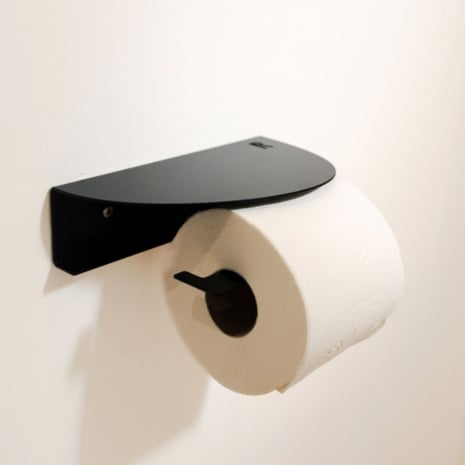 Porte rouleau WC dérouleur de papier toilette, 18 × 10 cm - Noir mat fine texture
