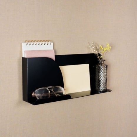 Étagère murale organisateur de bureau de 40 × 8,2 cm - Noir mat fine texture