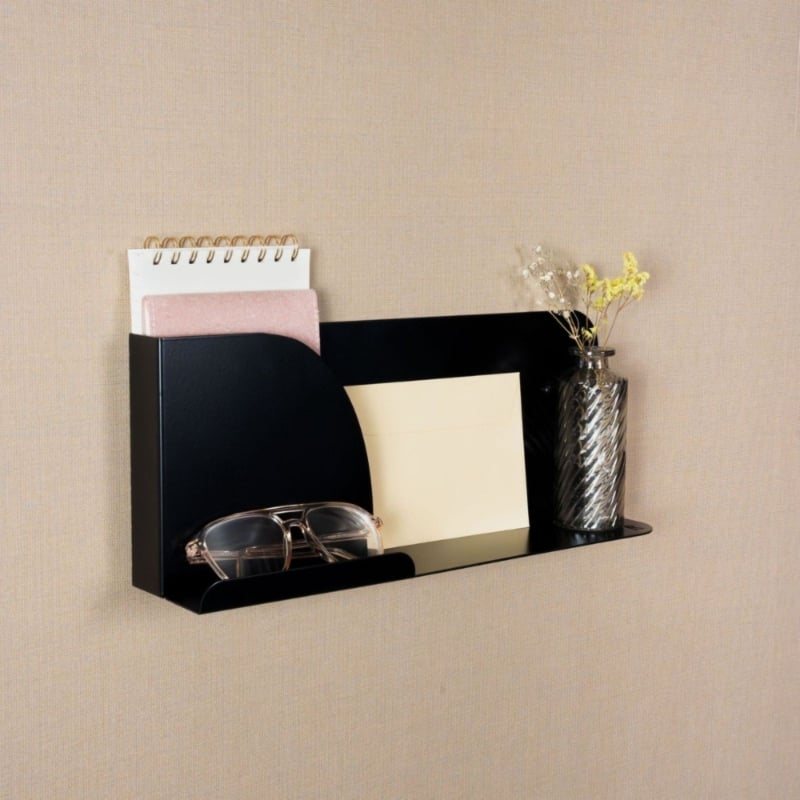 Wandregal Schreibtisch-Organizer 40 × 8,2 cm - Mattschwarz feine Struktur