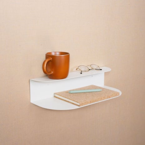 Étagère murale table de chevet de 40 × 16 cm avec 2 tablettes - Noir mat fine texture