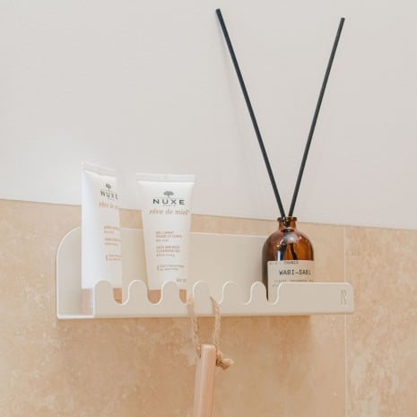 Étagère murale porte-clés de 30 × 5,8 cm avec crochets - Noir mat fine texture