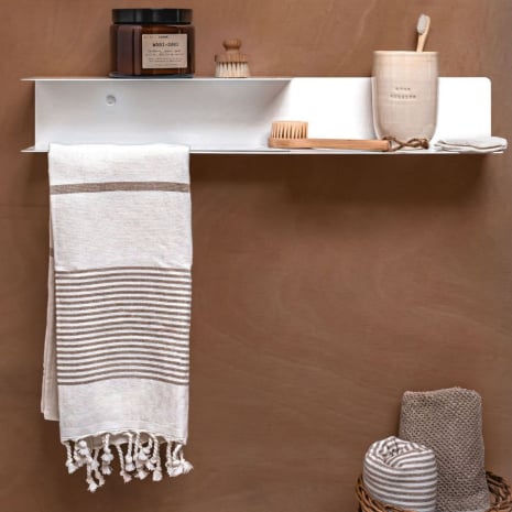 Étagère murale porte-serviette en acier plié – Longueur de 60 cm - Noir mat fine texture