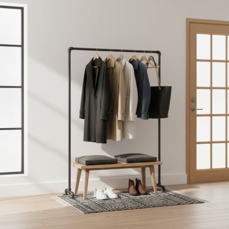 Kleiderständer auf Stahlfüßen bestehend aus einer einzigen Stangenebene - Stahl mit Rostschutzbehandlung