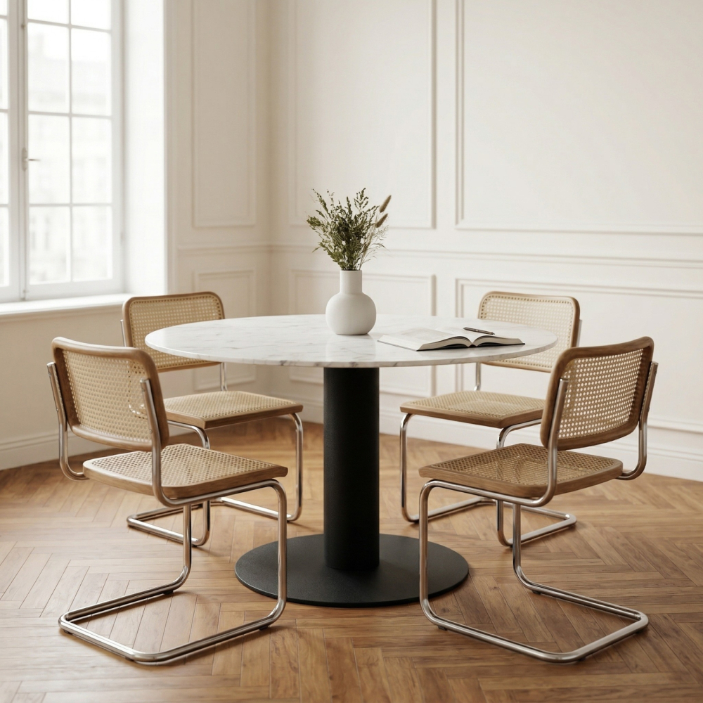 Central bistro table base in round steel tubes Ø 15.9 cm, height 71 cm - base plate Ø 50 cm, base Ø 60 cm - Black