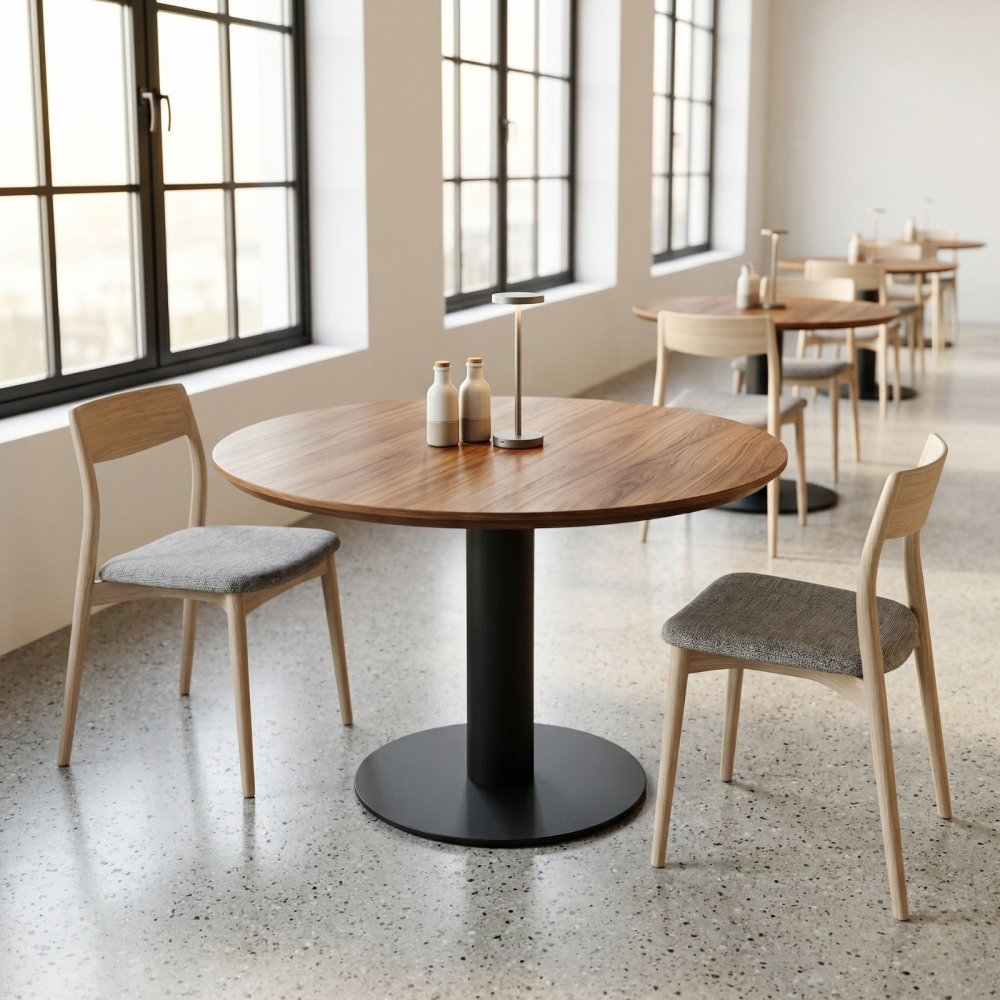 Central bistro table base in round steel tubes Ø 15.9 cm, height 71 cm - base plate Ø 50 cm, base Ø 60 cm - Black