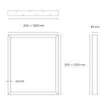 Rectangular table leg made of 8 × 4 cm steel tubing; height and width made-to-measure: 20 to 120 cm - Dimensions - Technical dra