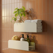 Lot de 2 étagères de douche en acier plié à fixation adhésive sans perçage – 30 × 8 cm – Blanc crème