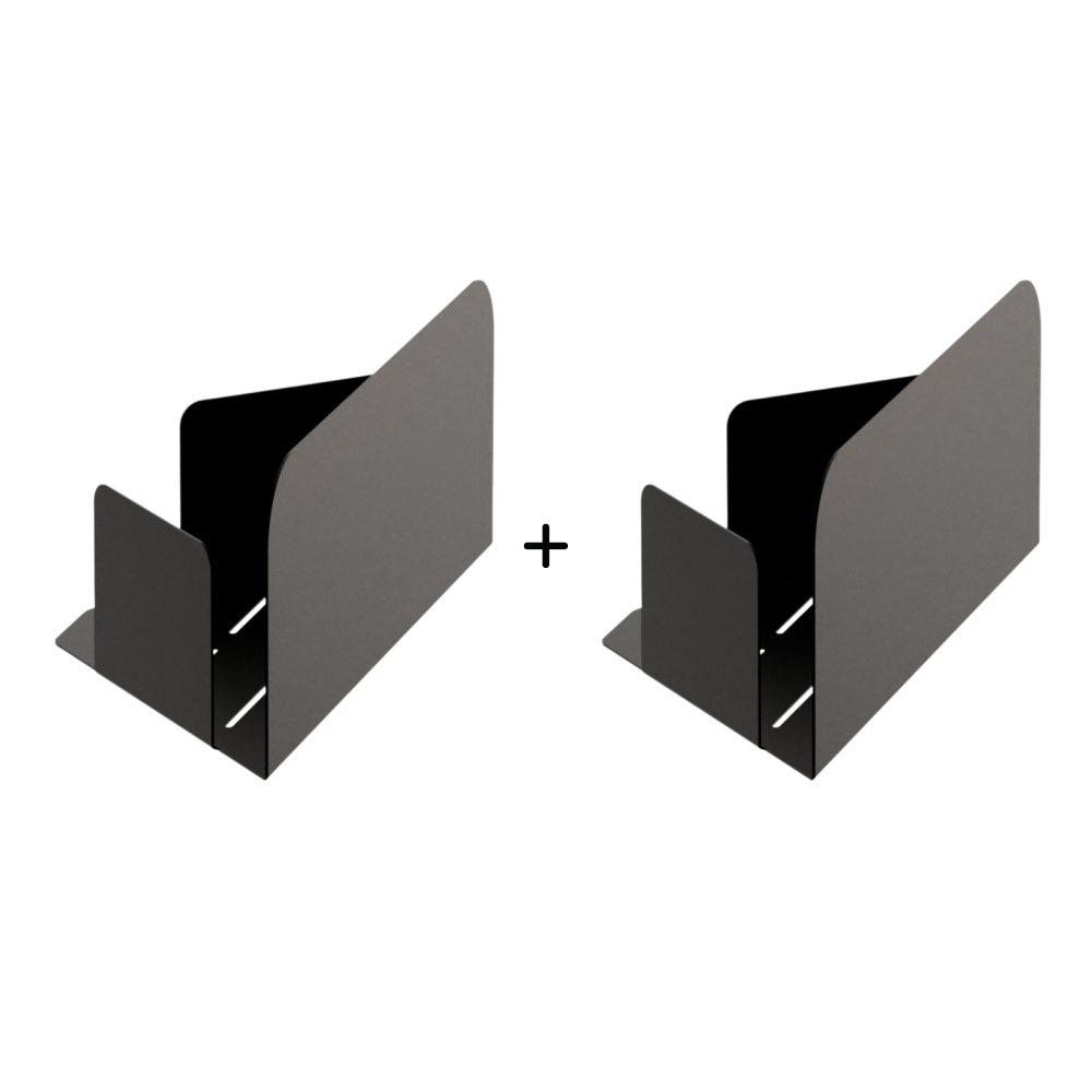 Set van 2 hoekplanken voor de douche van gevouwen staal, met zelfklevende bevestiging zonder boren – 30 × 13 cm – Matzwart