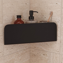 Étagère d'angle de douche en acier plié à fixation adhésive sans perçage, 30 × 13 cm. Noir mat