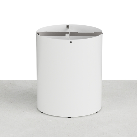 Pied de table basse central cylindrique en colonne d'acier 71×60 cm - Blanc brillant