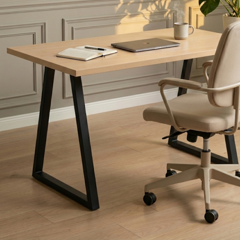 Pied de table en trapèze de hauteur 71 cm pour table à manger, bureau - Noir fine texture