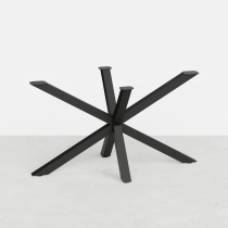 Symmetrical Mikado center table base made of square steel tubing, with adjustable height to suit the shape of the table top - Bl