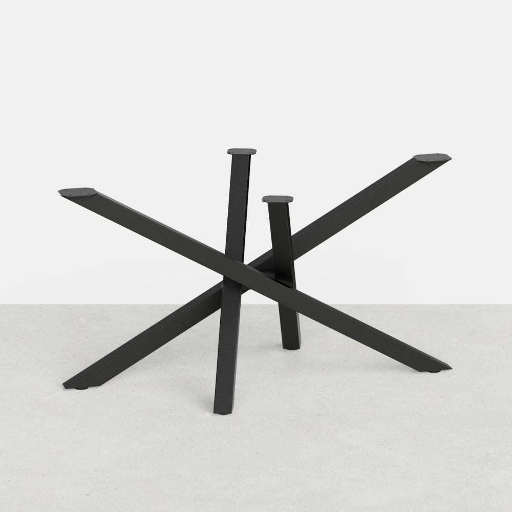 Pied de table central mikado désaxé en acier, en hauteur 71 cm - Modèle S - Noir mat
