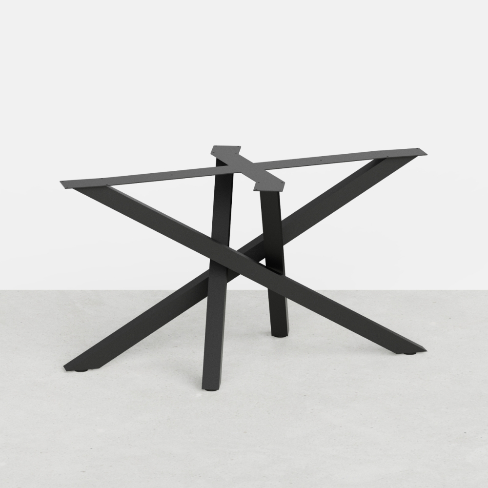 Pied de table central mikado croisé aux tubes désaxés à configurer de 40 à 90 cm en hauteur - Noir mat