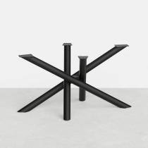 Off-center Mikado table leg made of round steel tubing, 71 cm high – Knock-down - Matte black