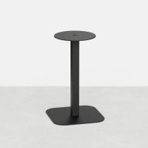 Pied de table bistrot central à tube d'acier et base carrés, hauteur à configurer de 30 à 110 cm - Noir mat