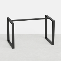 Table frame made-to-measure, : 2 rectangular legs, 1 crossbar - 6×3 cm steel tubes - Matte black knock-down 