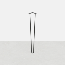 Tischfuß aus „ Haarnabel “ mit 2 Stäben, „ nach mass “: Höhe von 16 bis 115 cm – Hairpin-Leg – Gerades Bein 90° – Mattschwarz