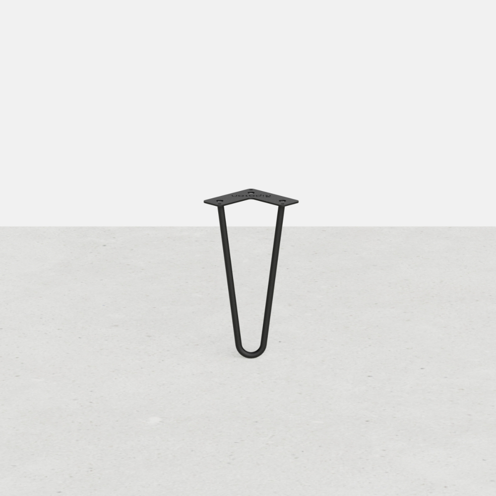 Pied de table en épingle 2 tiges, sur mesure : hauteur de 16 à 115 cm - Hairpin leg - Pied droit 90° - Noir mat