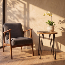 Pied de table en épingle 2 tiges, sur mesure : hauteur de 16 à 115 cm - Hairpin leg - Pied incliné - Noir mat