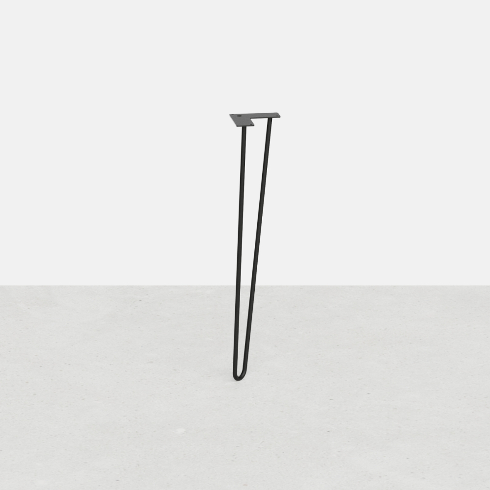Pied de table en épingle 2 tiges, sur mesure : hauteur de 16 à 115 cm - Hairpin leg - Pied incliné - Noir mat