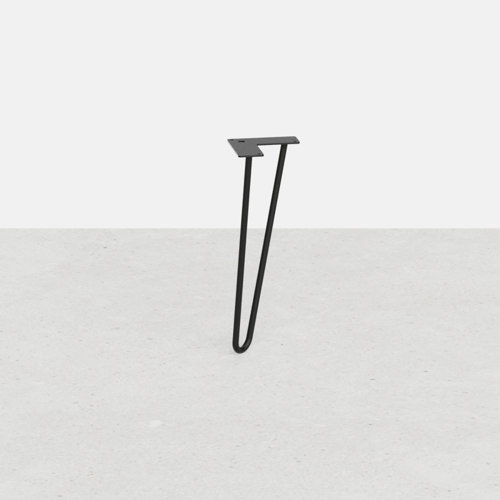 Pied de table en épingle 2 tiges, sur mesure : hauteur de 16 à 115 cm - Hairpin leg - Pied incliné - Noir mat