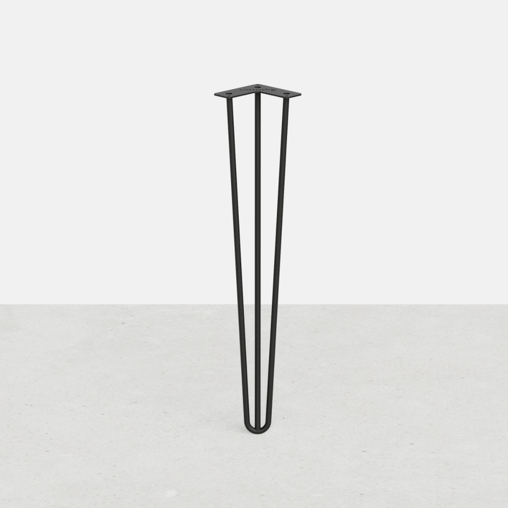 Tischfuß aus 3-teiligem „ Haarnabel “, „ nach mass “: Höhe von 16 bis 115 cm – Hairpin-Bein – Mattschwarz