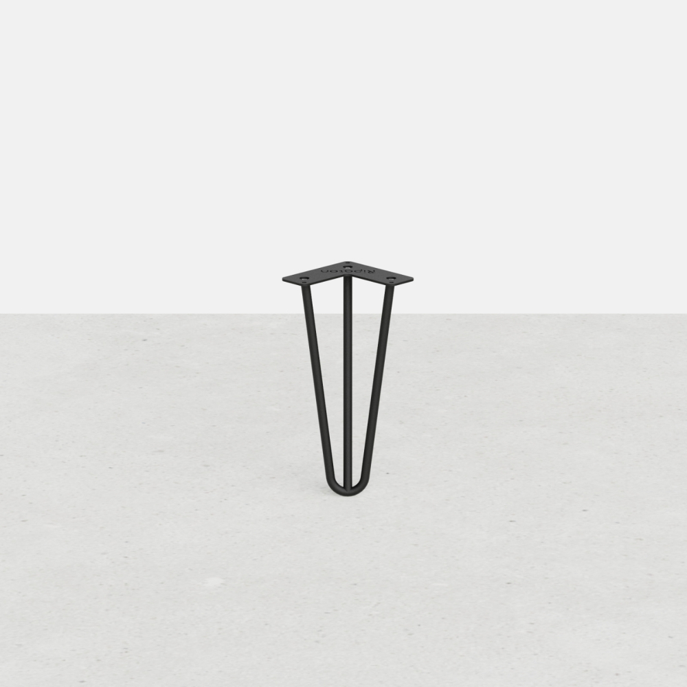 Hairpin, 3-prong table leg, made-to-measure: height from 16 to 115 cm - Hairpin leg - Matte black