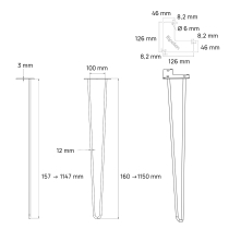 L'Original Nach mass                                                                                                                                                                                                            Hairpin Tischbeine mit 2 Streben nach Maß von 16 bis 115 cm