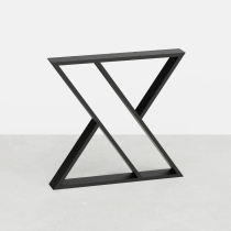 Pied de table sablier en tube d'acier – Forme graphique double X - Hauteur 71 cm - Noir mat