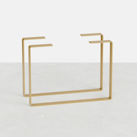 Lot de 2 pieds de table basse rectangulaire en acier plat - Hauteur 40 cm - Largeur 53 cm - Doré