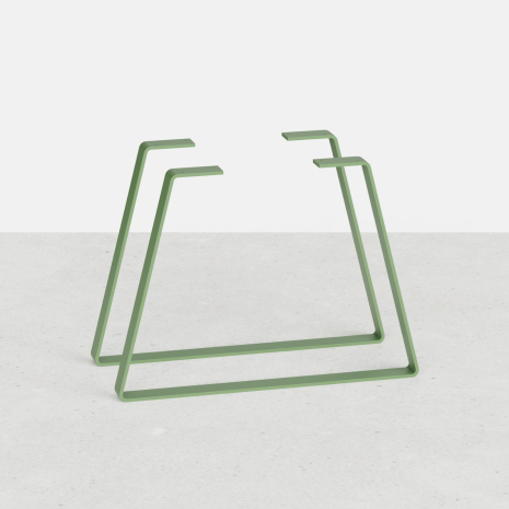 Lot de 2 pieds de table basse trapèze en acier plat 40 × 5 mm - Hauteur 40 cm - Vert sauge