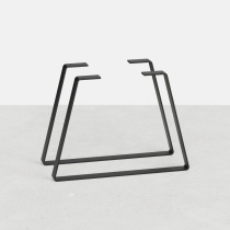 Set van 2 trapeziumvormige salontafelpoten van platstaal 40 × 5 mm - Hoogte 40 cm - Matzwart