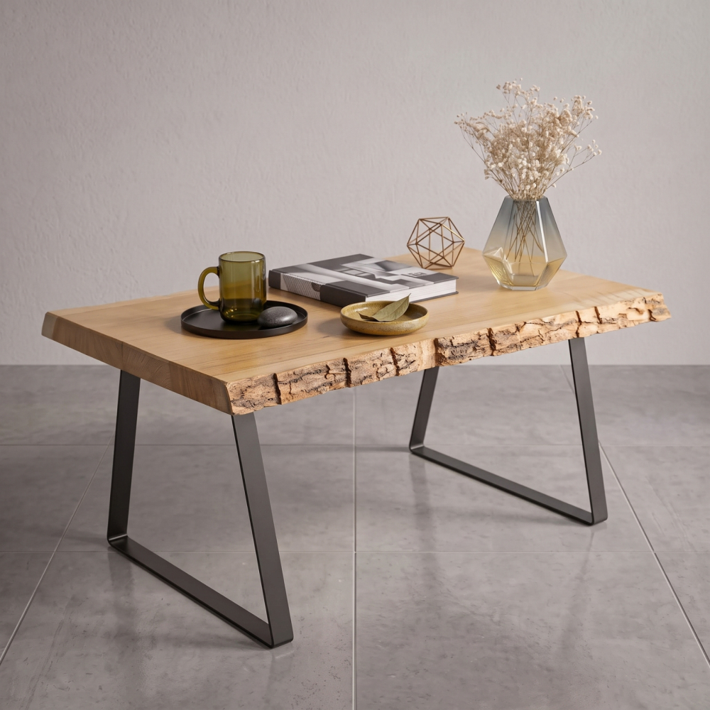 Set van 2 trapeziumvormige salontafelpoten van platstaal 40 × 5 mm - Hoogte 40 cm - Matzwart