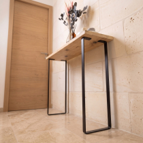 Lot 2 pieds console rectangulaire 90 cm en acier plat - Largeur 29,5 cm - Noir mat