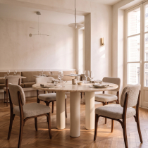 Straight, round, cylindrical table leg made of steel tubing, Ø 15.9 cm - Height 71 cm - Cream - 4 legs - Round table