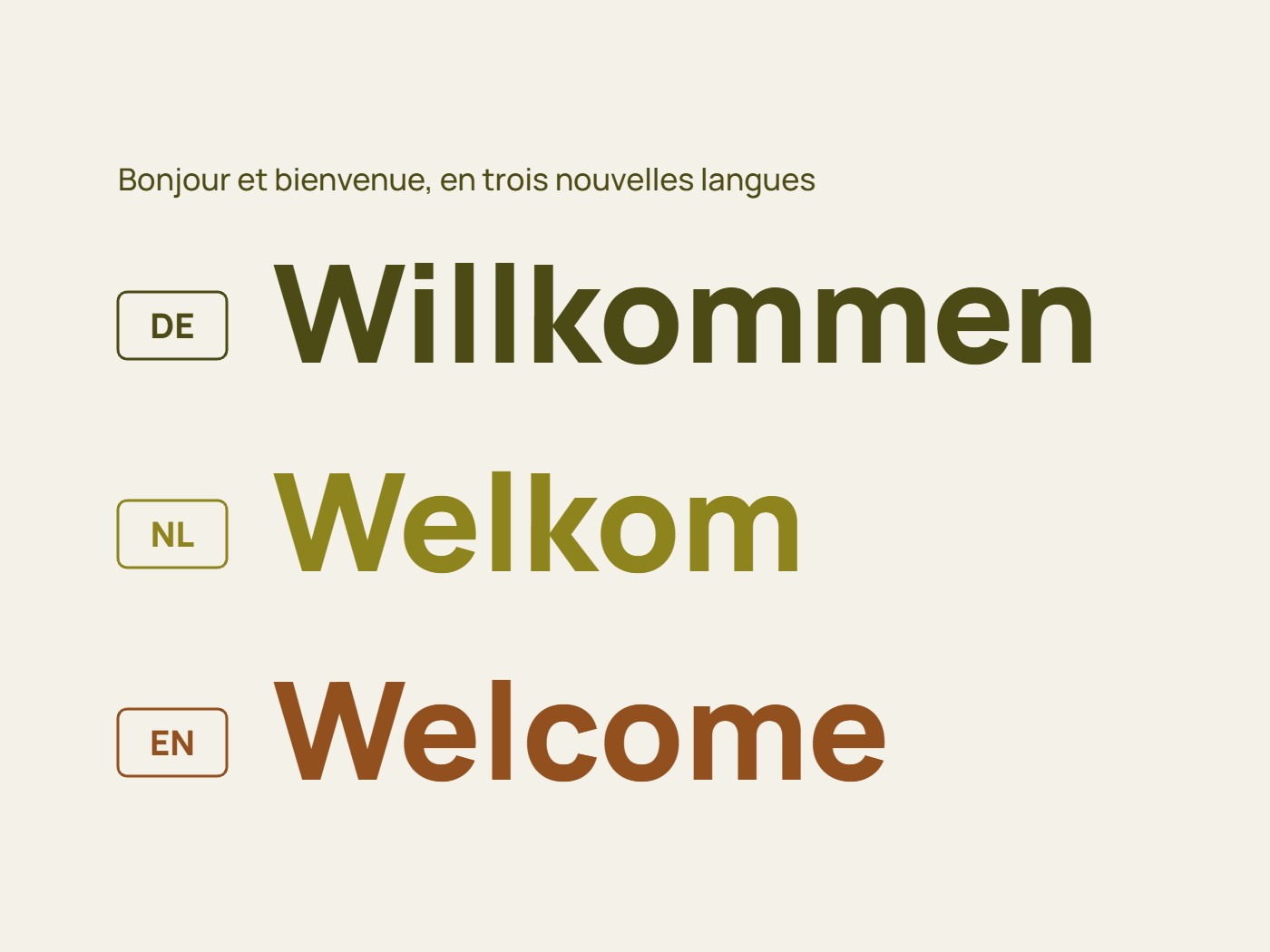 Willkommen, Welkom, Welcome