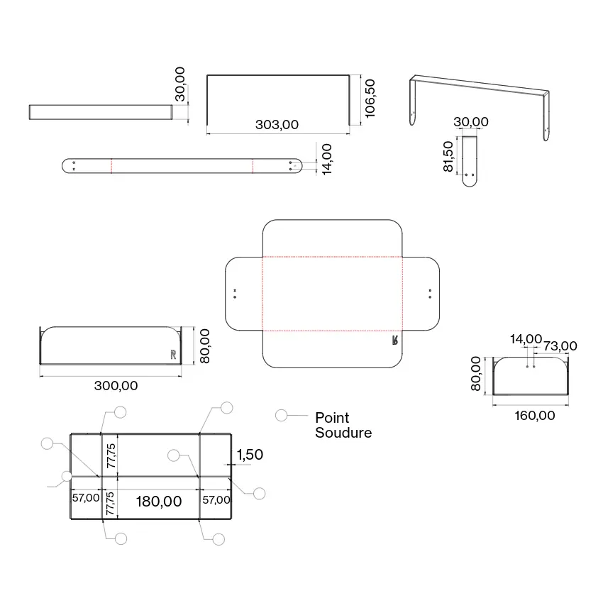 Ripaton - Technische tekening van het product met afmetingen
