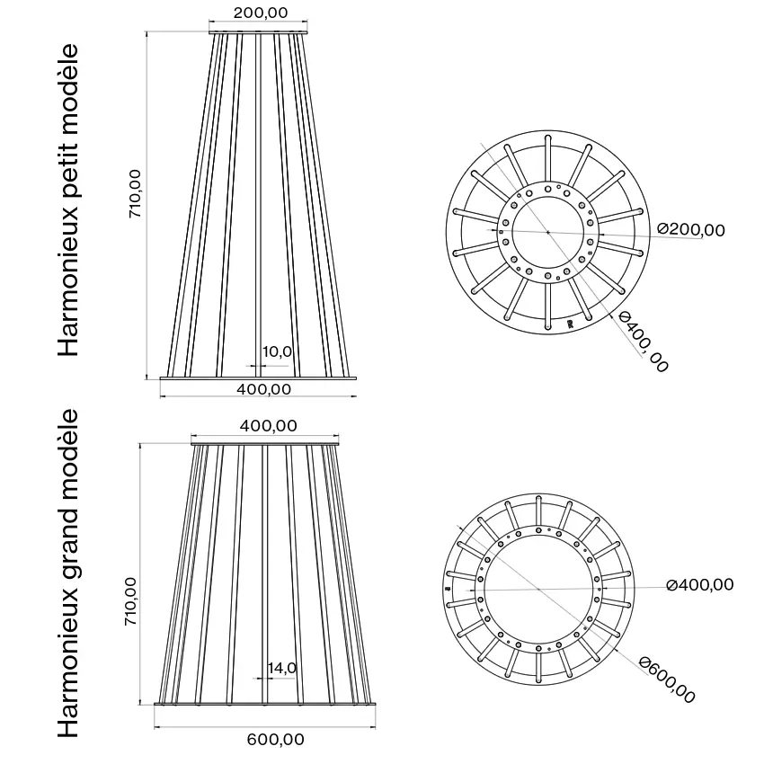 Ripaton - Technische tekening van het product met afmetingen